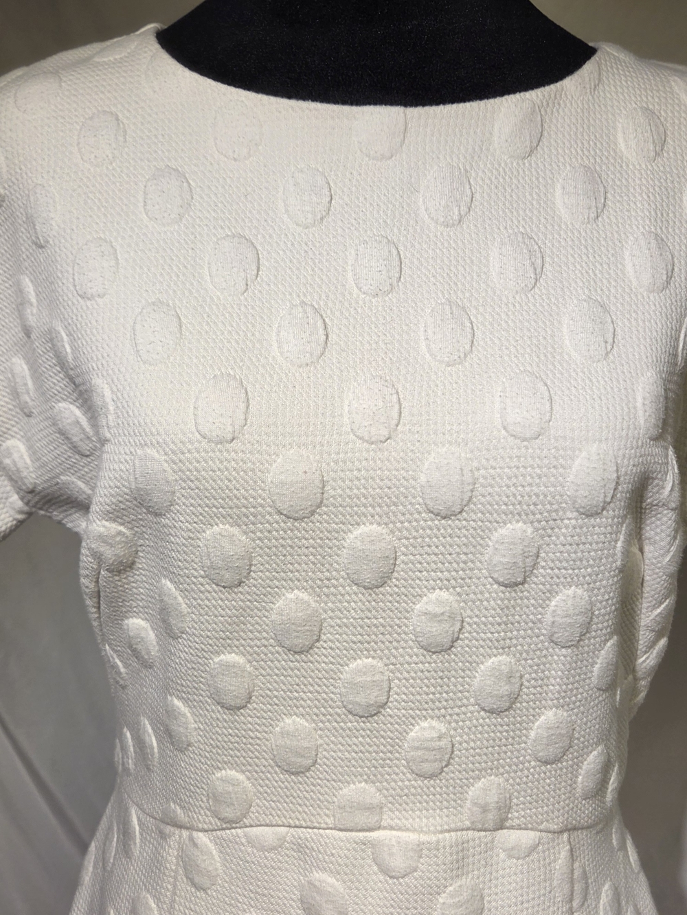 Boden Mollie Jacquard White Polka Dot Knit Midi Dress Sz 8 - Picture 4 of 9